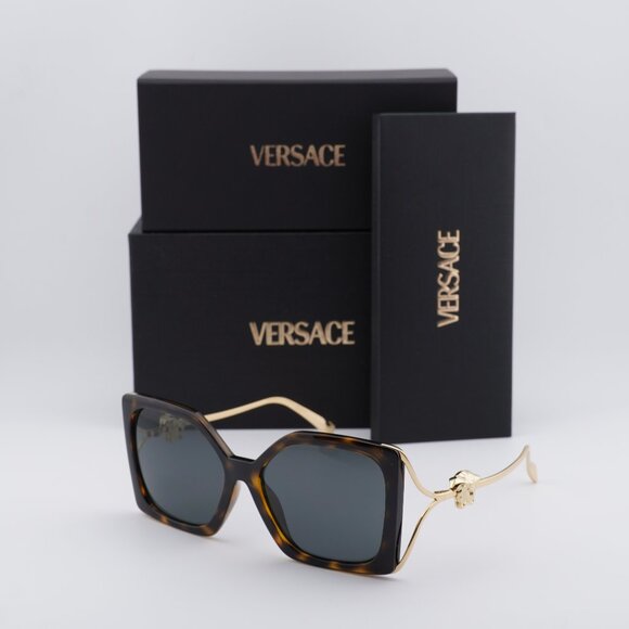 Versace VE4502U 108/87 Square Sunglasses – Havana/Gold/Grey - Picture 1 of 8